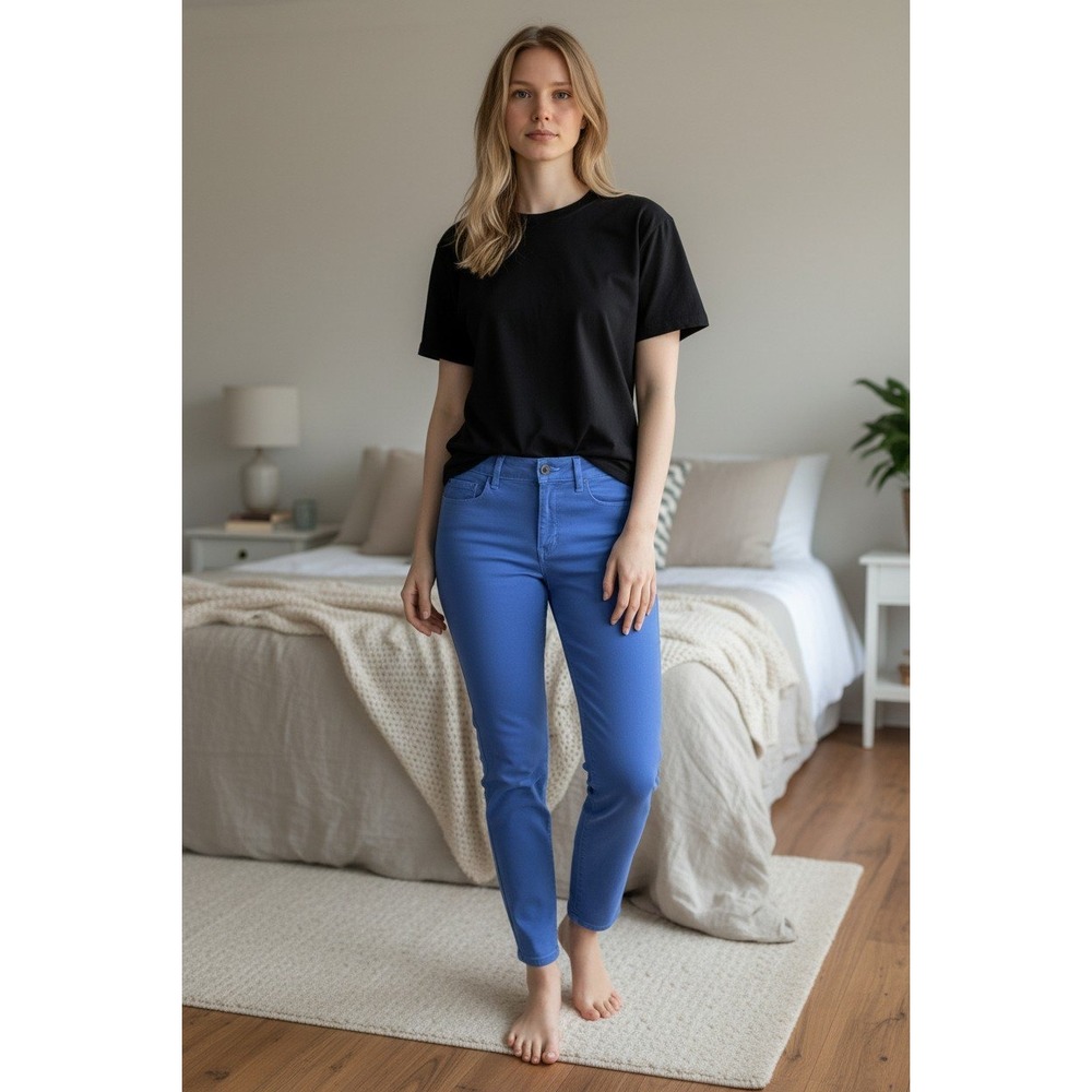 NYDJ Clarissa Ankle Skinny Jeans Royal Blue Lift Tuck Technology Size 2 Womens